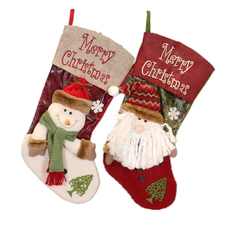 2 Piece Christmas Stocking Xmas Stockings As Shown For Tree Decoration, Personalised Sock Gift Bag For Teenagers, Candy Bag-New