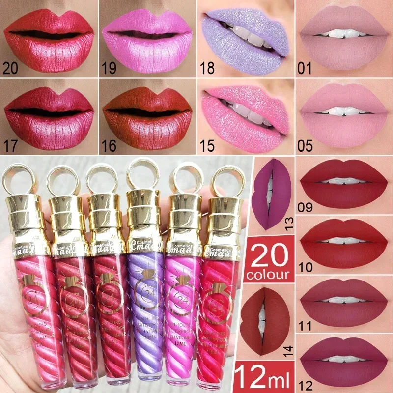 20 Colors Matte Liquid Lipstick Waterproof Long Lasting Shimmer Nude Lip Gloss Glitter Non-stick Cup Red Lip Tint Beauty Makeup - Image 4