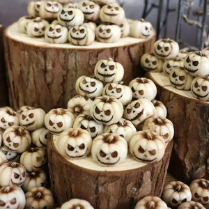 20 Pcs Resin Halloween Pumpkin Decorations - Reusable Creepy Mini Realistic Pumpkins Creative and Interesting Garden Ornaments