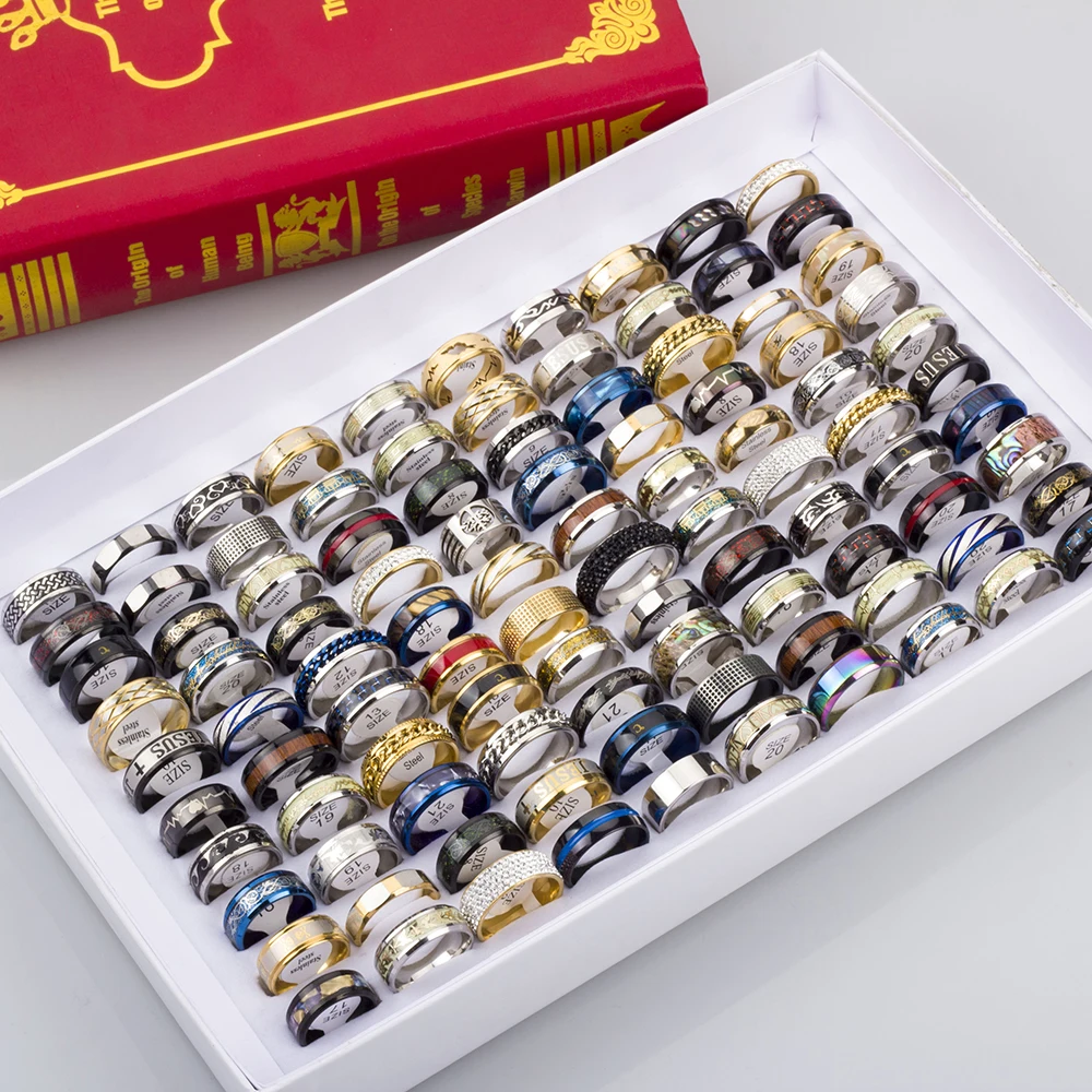 20 Pcs/lot High Quality Stainless Steel Rings for Men Women Fashion Jewelry Mix Styles Party Gifts Wholesale Jewelry - Image 2