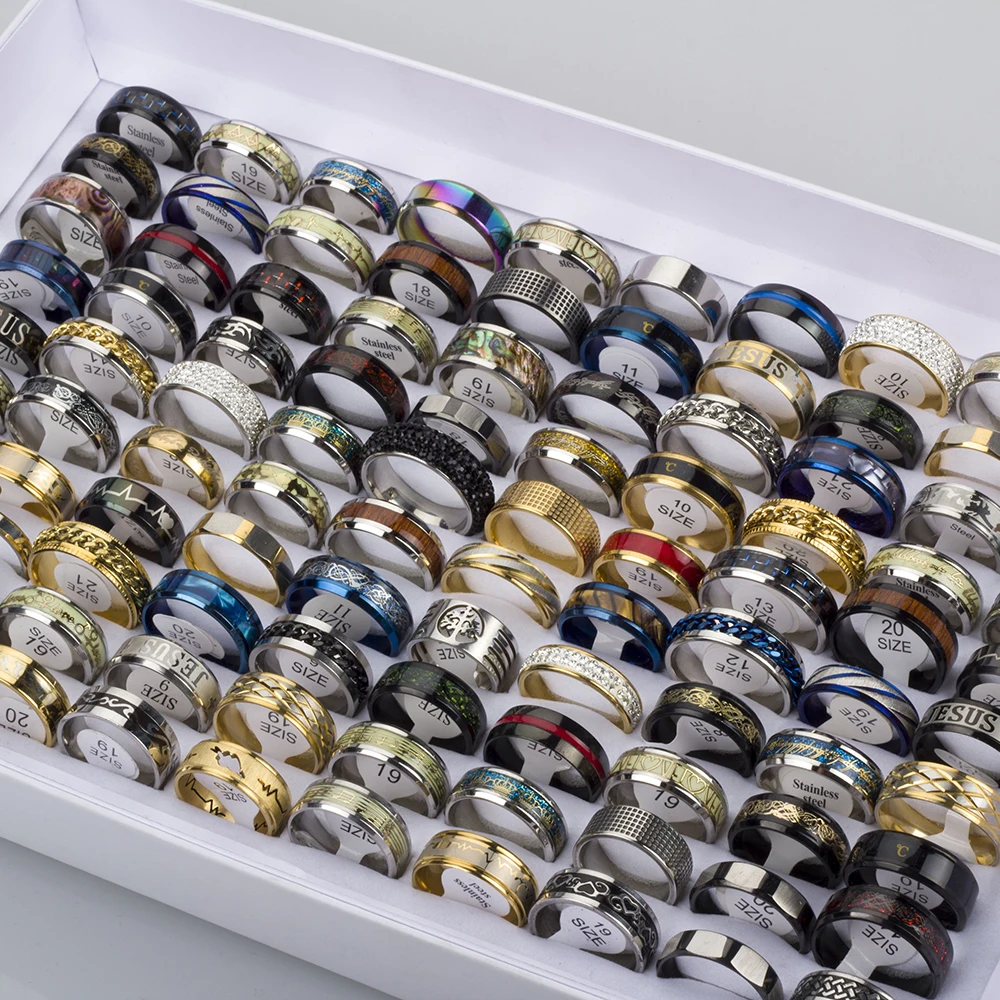 20 Pcs/lot High Quality Stainless Steel Rings for Men Women Fashion Jewelry Mix Styles Party Gifts Wholesale Jewelry - Image 3