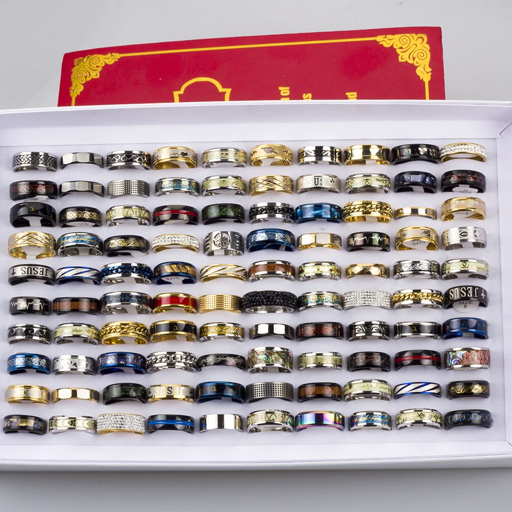 20 Pcs/lot High Quality Stainless Steel Rings for Men Women Fashion Jewelry Mix Styles Party Gifts Wholesale Jewelry - Image 4
