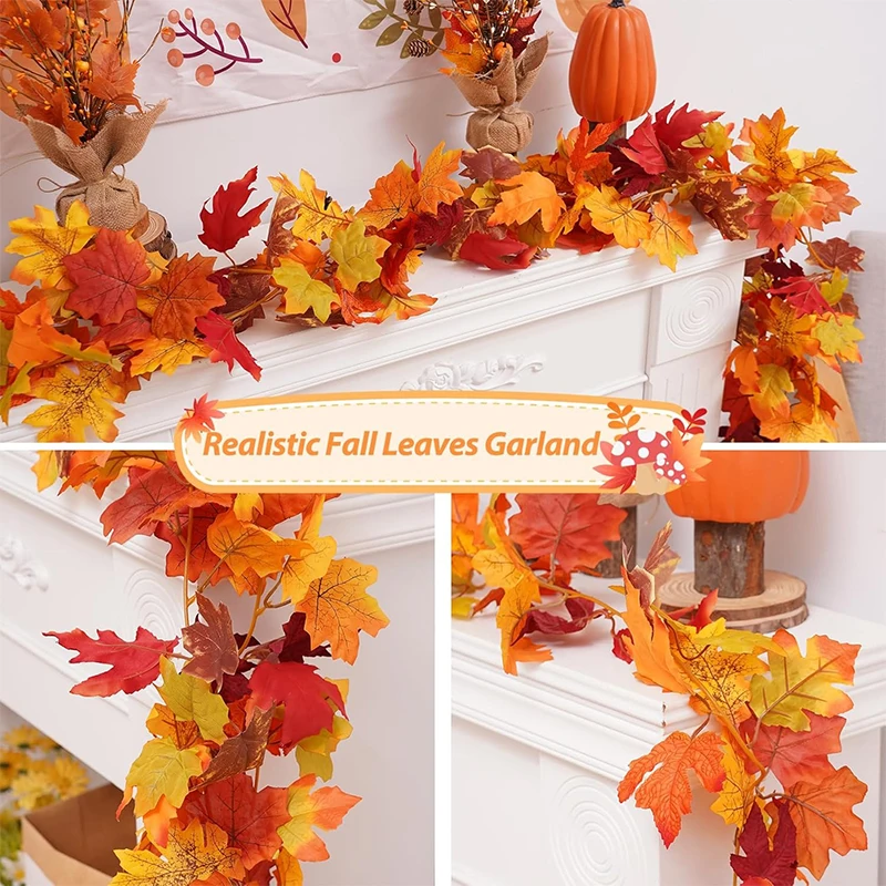 200CM Autumn Artificial Maple Leaf Wreath Fake Leaf Plant Vine Home Decor Garden Halloween Wall Outdoor Doors Windows Decoration - Image 5
