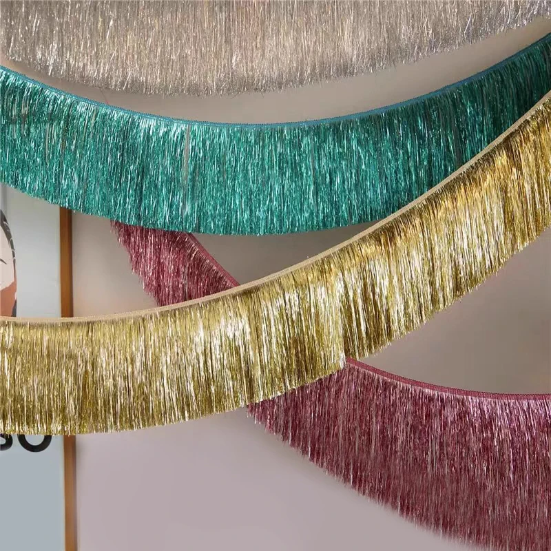 200x20cm Foil Curtain Garland Backdrop Metallic Tinsel Foil Fringe Curtain Photo Props for Birthday Bachelorette Party Decor - Image 4