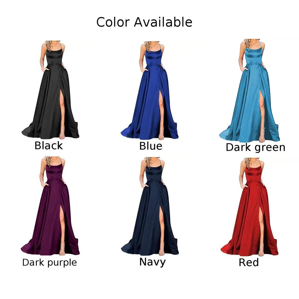 2023 New Evening Dress Satin Camisole.spaghetti Strap Comfortable Dresses Elegant Long Dress Off Shoulder Silk Like - Image 5