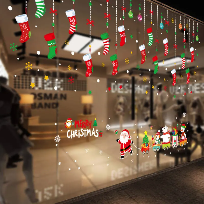 2025 Christmas Window PVC Clings Stickers Decoration For Home Room Wall Glass Merry Xmas New Year Decals Stickers - Image 2