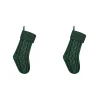 2025 Hot Style 2X Knitted Christmas Stockings For Family - Green Fireplace Hanging Socks