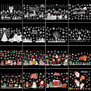 2025 Merry Christmas Wall Sticker Window Glass Merry Christmas Decor for Home Living Room Wall Decor 2026 Happy New Year Sticker