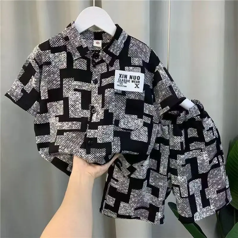 2025 New Children's Set Children's Top and Bottom Clothes Set Two Pieces Summer Outfit for Kids Boys Girls Loungewear Outfit - Image 2