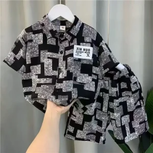 2025 New Children's Set Children's Top and Bottom Clothes Set Two Pieces Summer Outfit for Kids Boys Girls Loungewear Outfit