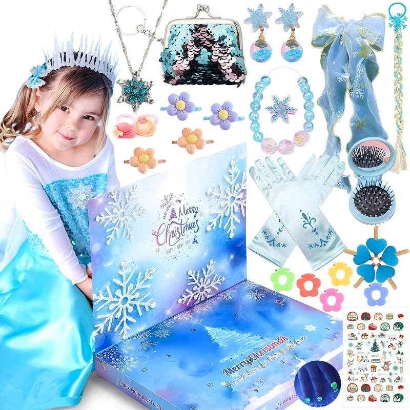 2026 Christmas Advent Calendar Box Princess Dress Up Headwear Jewelry Set DIY Hairpin New Year Christmas Countdown Calendar Gift - Image 3