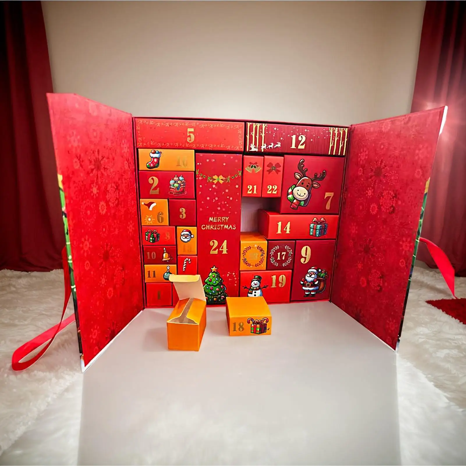 2026 Christmas Advent Calendar Collectible Box - 24-Day Printed Calendar for Teens, Women, Men, Kids, Home Holiday Decoration