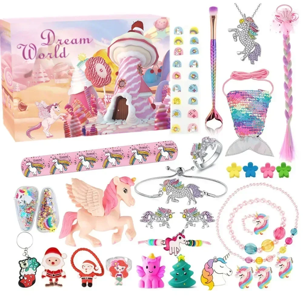 2026 Christmas Advent Calendar Gift Box Mermaid Jewelry Hairpin 24Days Countdown Calendar New Year Christmas Gifts - Image 2