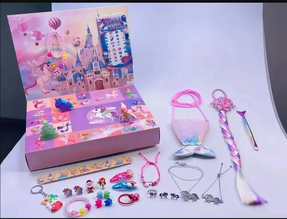 2026 Christmas Advent Calendar Gift Box Mermaid Jewelry Hairpin 24Days Countdown Calendar New Year Christmas Gifts - Image 6