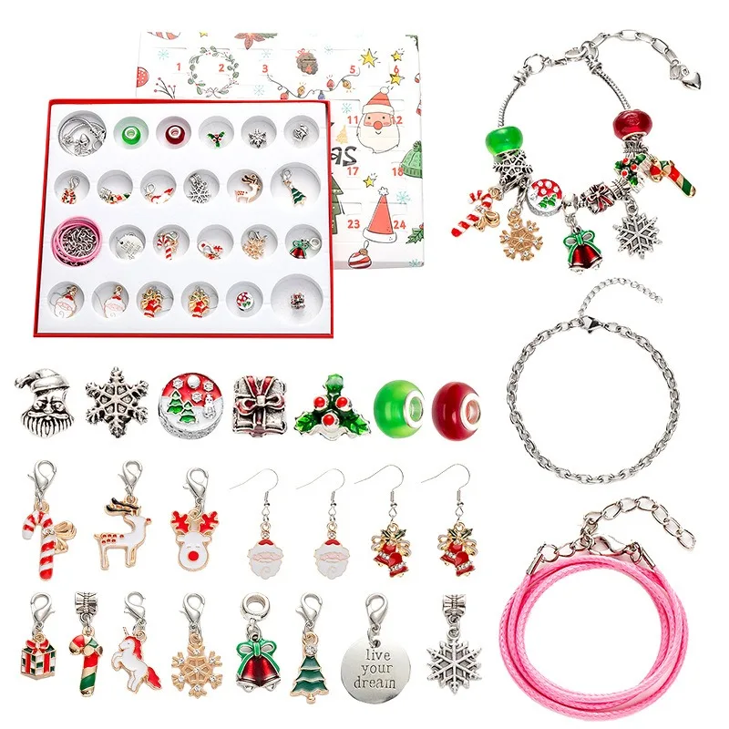 2026 Christmas Advent Calendar Gifts 24 Days Surprise Countdown Bracelet Handmade Jewelry Making Material Kit Gift for Christmas - Image 2