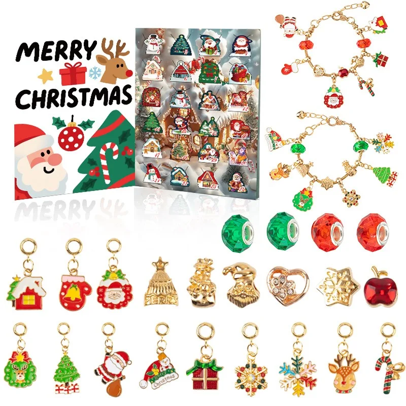 2026 Christmas Advent Calendar Gifts 24 Days Surprise Countdown Bracelet Handmade Jewelry Making Material Kit Gift for Christmas - Image 4