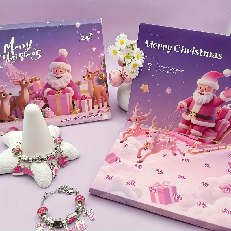 2026 Christmas Advent Calendar Gifts 24 Days Surprise Countdown Bracelet Handmade Jewelry Making Material Kit Gift for Christmas - Image 6