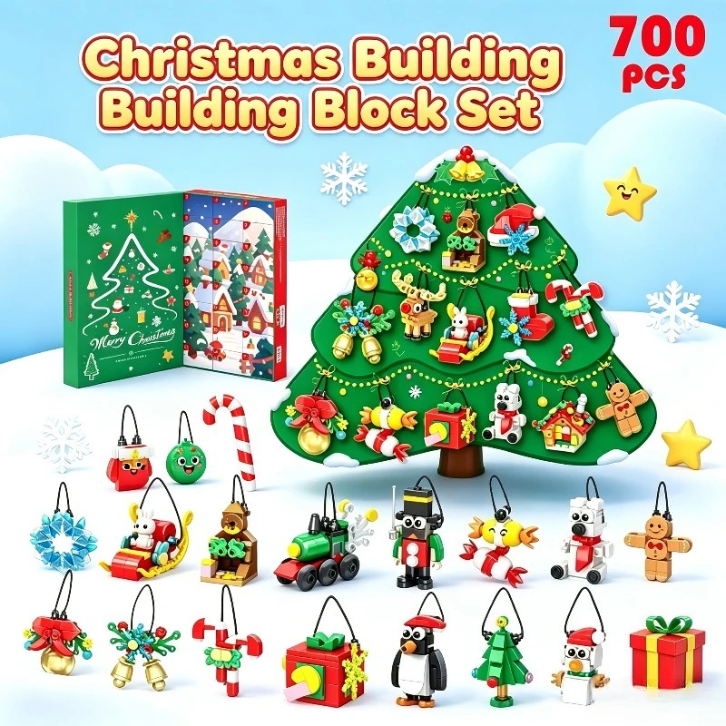 2026 Christmas Advent Calendar Ornaments Building Blocks Set Santa Snowman Tree Decoration 24-Day Countdown Christmas Gift Ideas - Image 2