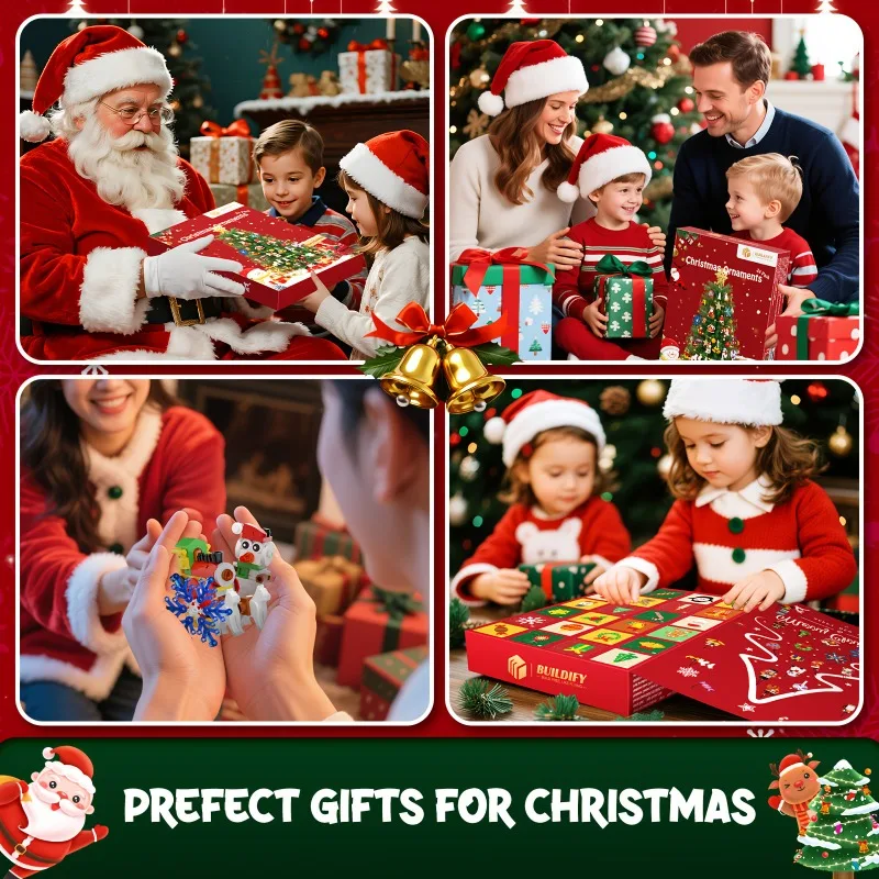 2026 Christmas Advent Calendar Ornaments Building Blocks Set Santa Snowman Tree Decoration 24-Day Countdown Christmas Gift Ideas - Image 4
