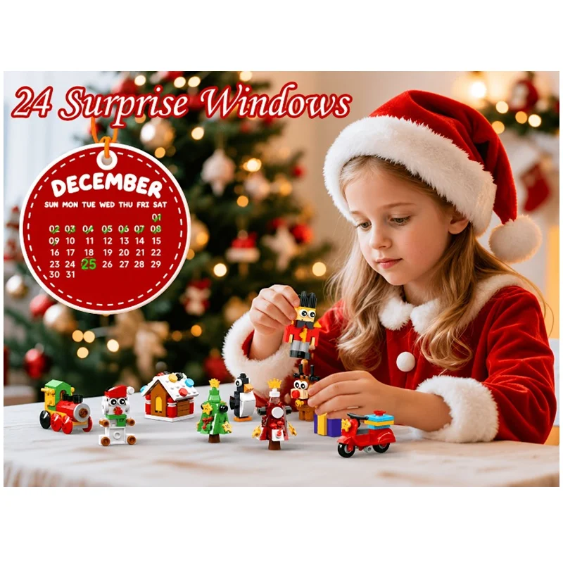 2026 Christmas Advent Calendar Ornaments Building Blocks Set Santa Snowman Tree Decoration 24-Day Countdown Christmas Gift Ideas - Image 5