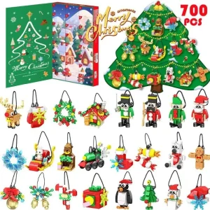 2026 Christmas Advent Calendar Ornaments Building Blocks Set Santa Snowman Tree Decoration 24-Day Countdown Christmas Gift Ideas