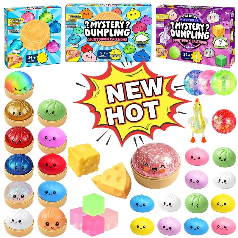 2026 Dumpling Squishy Blind Box 24Day Countdown Calendar Fidget Antistress Toy Teen Adult Advent Calendar Christmas Gifts Decora