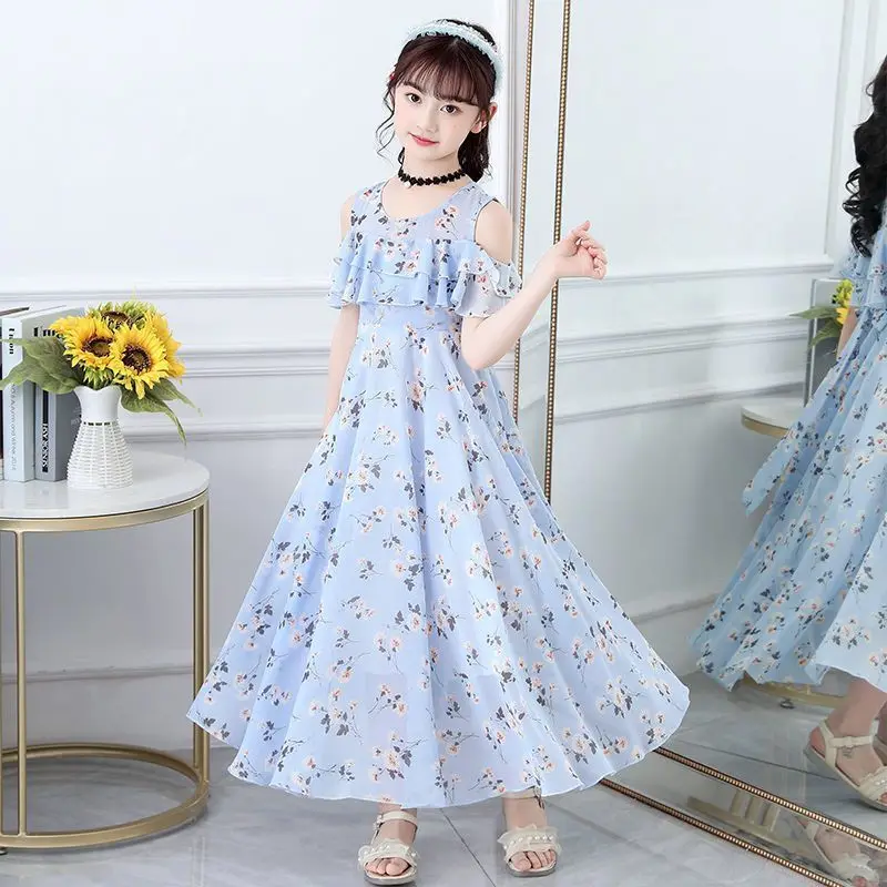2026 Fashion New Summer Teenager Girl Princess Kids Dresses Sleeveless Floral Vestidos Clothes Mesh Costume 6 8 9 10 12 14 Year