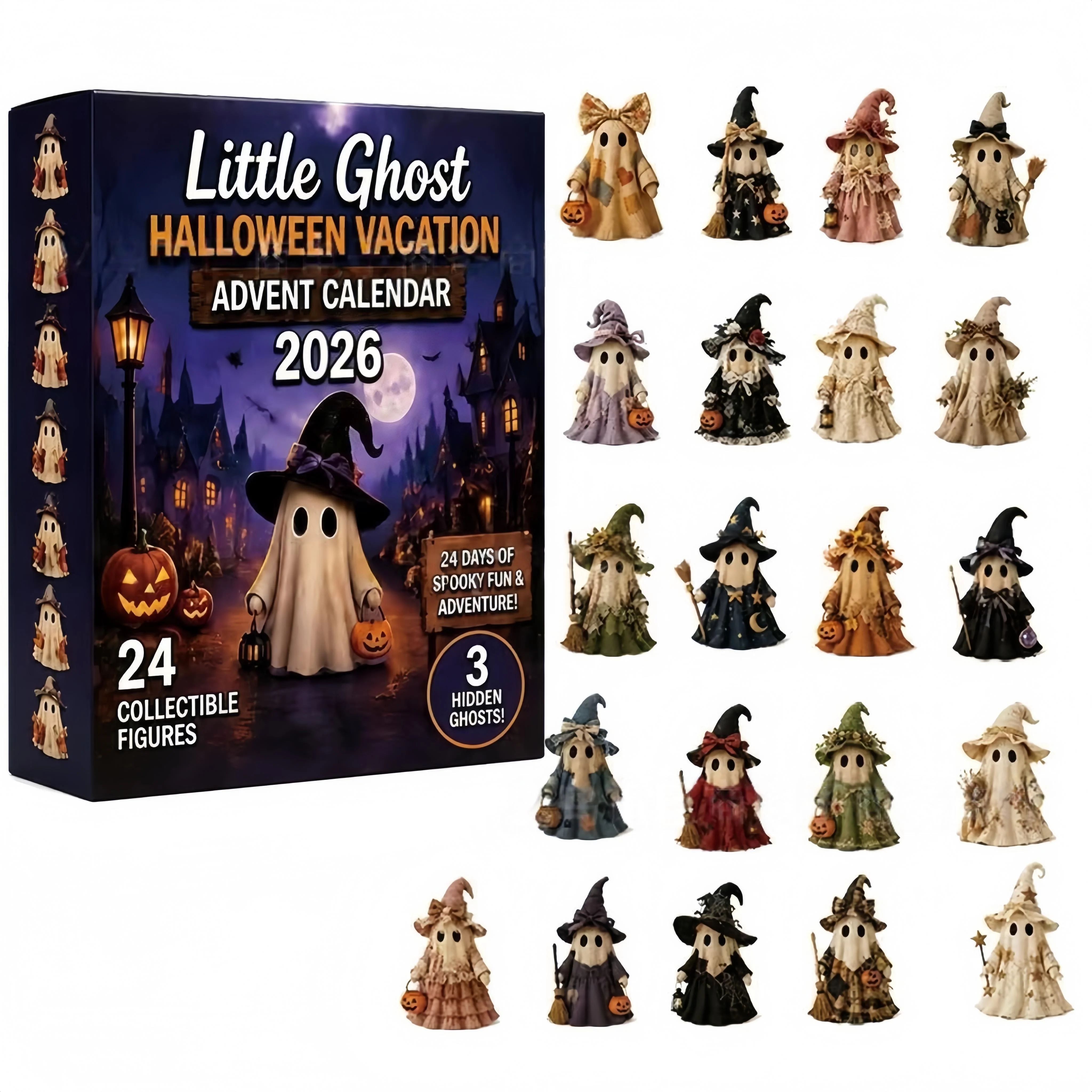 2026 Halloween Countdown Calendar Pendant Decoration 2D Flat Acrylic Luminous Ghost Christmas Decoration 24 Day Countdown 1set - Image 3