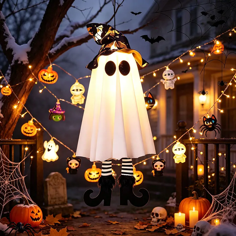 2026 Halloween LED Light Up Witch Ghost for Halloween Party Home Indoor Outdoor Yard Decoration Scary Hanging Ornaments Gift - Image 6