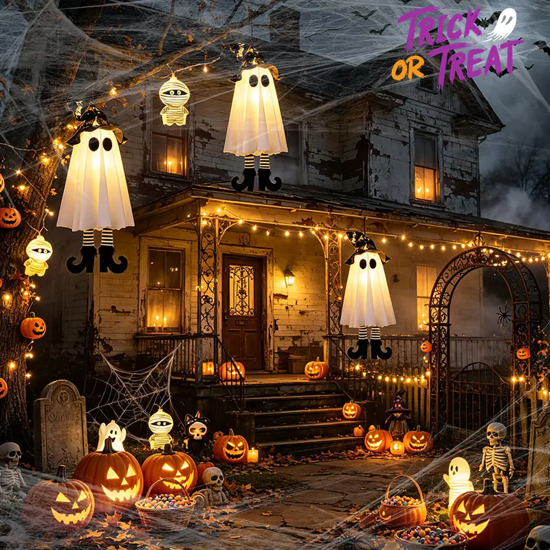 2026 Halloween LED Light Up Witch Ghost for Halloween Party Home Indoor Outdoor Yard Decoration Scary Hanging Ornaments Gift - Image 5