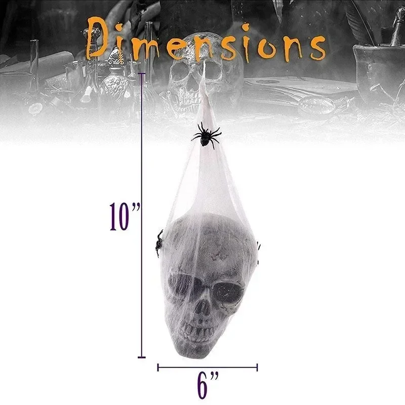 2026 Halloween Sound Control Luminous Spider Skull Prop Cotton Cobweb Indoor Outdoor Courtyard Escape Room Spooky Party Ornament - Image 6