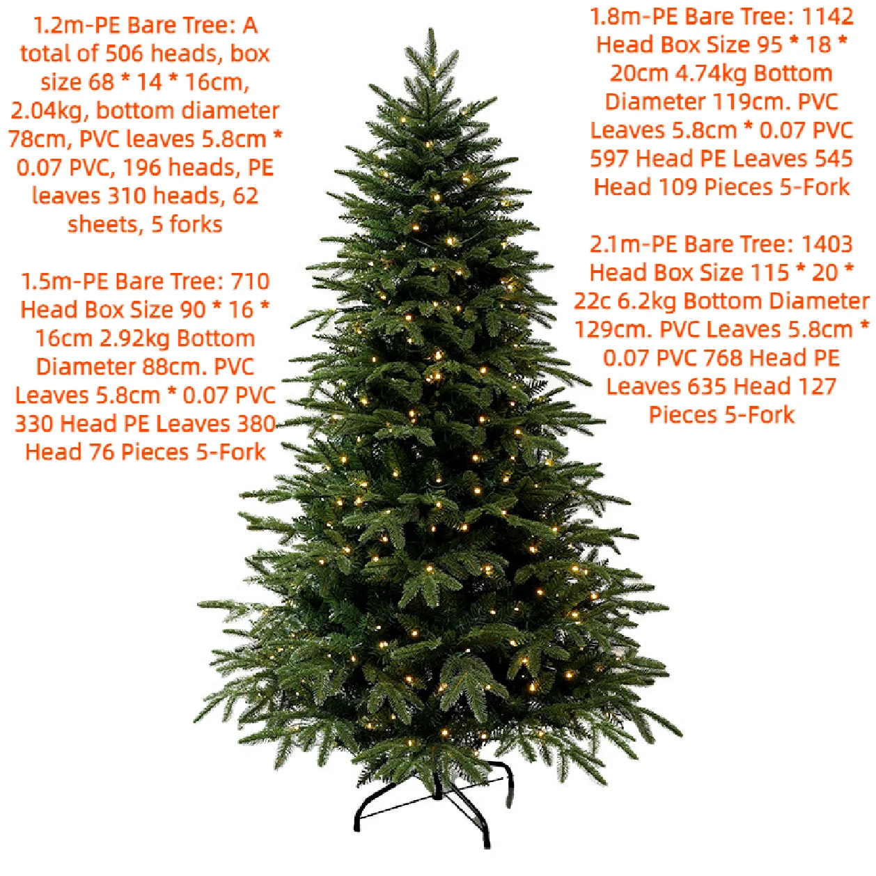 2026 Model 1.2m Pre-Lit Simple Christmas Tree, PE PVC Artificial Christmas Tree with 200 LED Lights, Easy to Assemble - Image 2