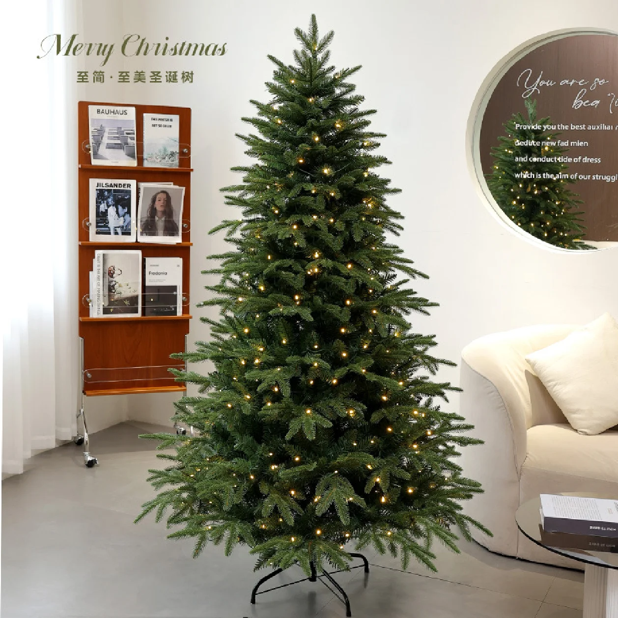 2026 Model 1.2m Pre-Lit Simple Christmas Tree, PE PVC Artificial Christmas Tree with 200 LED Lights, Easy to Assemble - Image 4