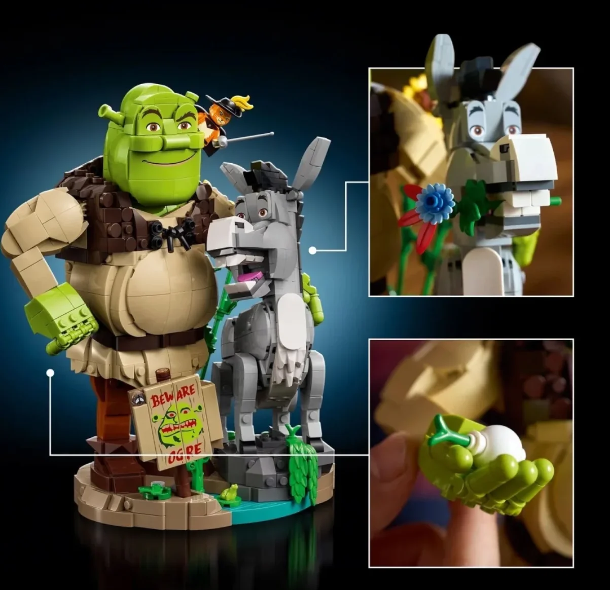 2026 New 1403pcs Building Block Monster Donkey Puss in Boots animal Set Adult Assembly DIY Toys Holiday Party toys Gifts - Image 3