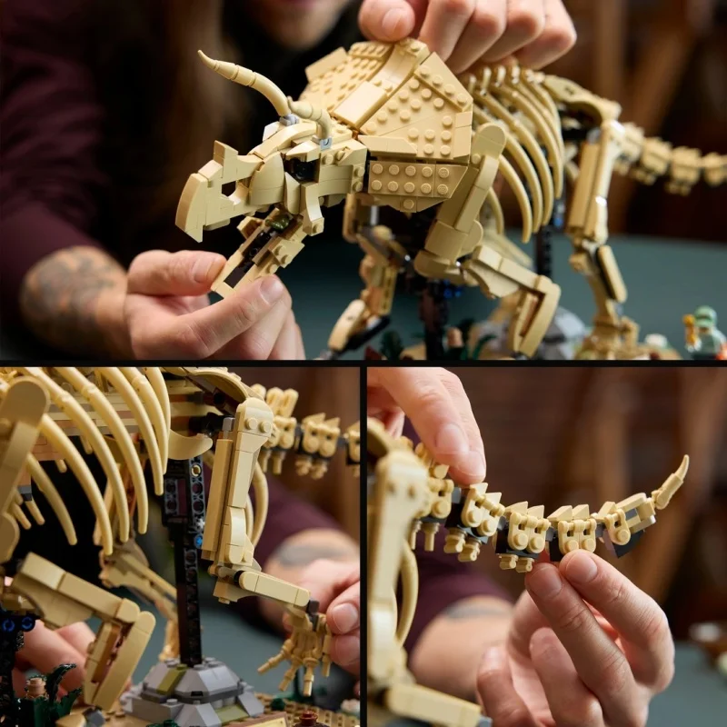 2026 New Arrival Dinosaur Triceratops Fossil Creative Building Blocks Set 1154PCS Assembly Model Desktop Display Birthday Gifts - Image 4