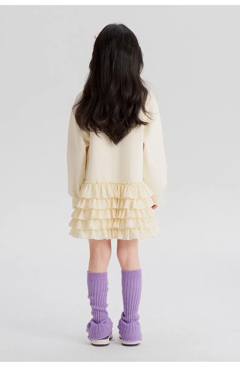 2026 New spring heart Teens Girls Cloth long sleeve T-Shirt Pleated splicing princess dress Children Tiered Skirt 5 12 14 year - Image 4