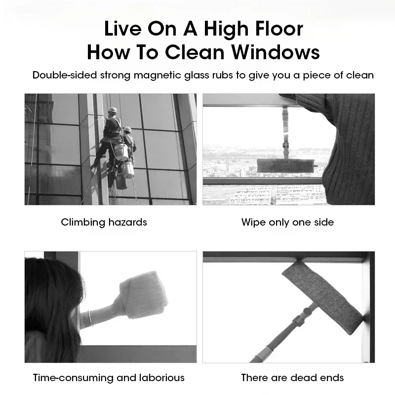 2026 Powerful Magnetic Window Cleaner Dual Sided High Efficiency Glass Cleaning Tool Durable Reusable for Home Clean Cotton - Image 6