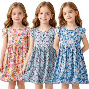 2026 Summer Kids Floral Holiday Dress for Girls Dresses Toddler Baby 1 to 2 3 4 5 6 7 8 9 10 11 12 13 14 15 16 Years Korea Dress