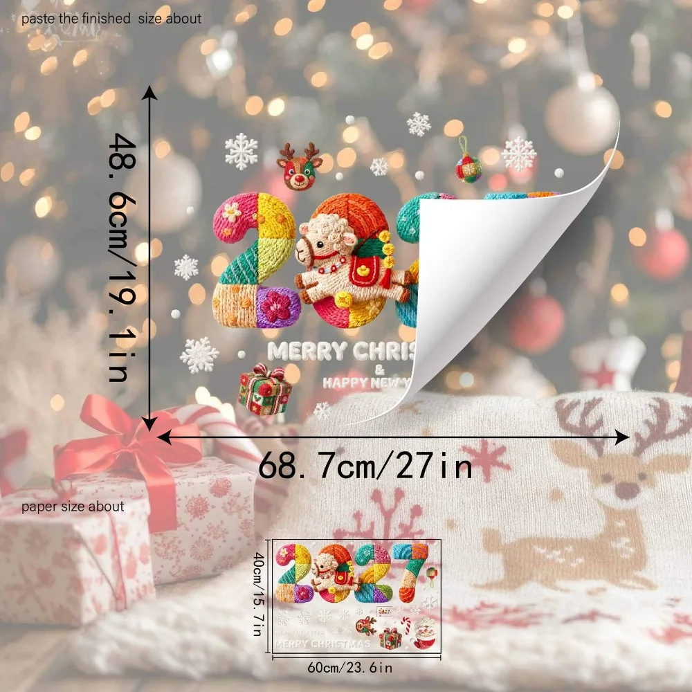 2027 Knit Sheep Static Window Sticker Happy New Year Decals Cute Lamb Christmas Window Decor Home Decoration Shop Glass Ornament - Image 6