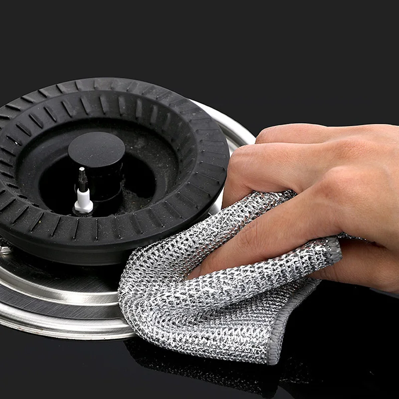 20/2pcs Steel Wire Cleaning Cloth Single-layer Double-layer Non -stick Oil Iron Dishrag Kitchen Pan Pot Dishes Cloths Rags - Image 4
