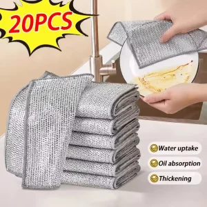 20/50Pcs Magic Cleaning Cloth Thickened Double Sided Metal Steel Wire Rags Kitchen Dish Pot Washdishing Cloths Towel Clean Tools