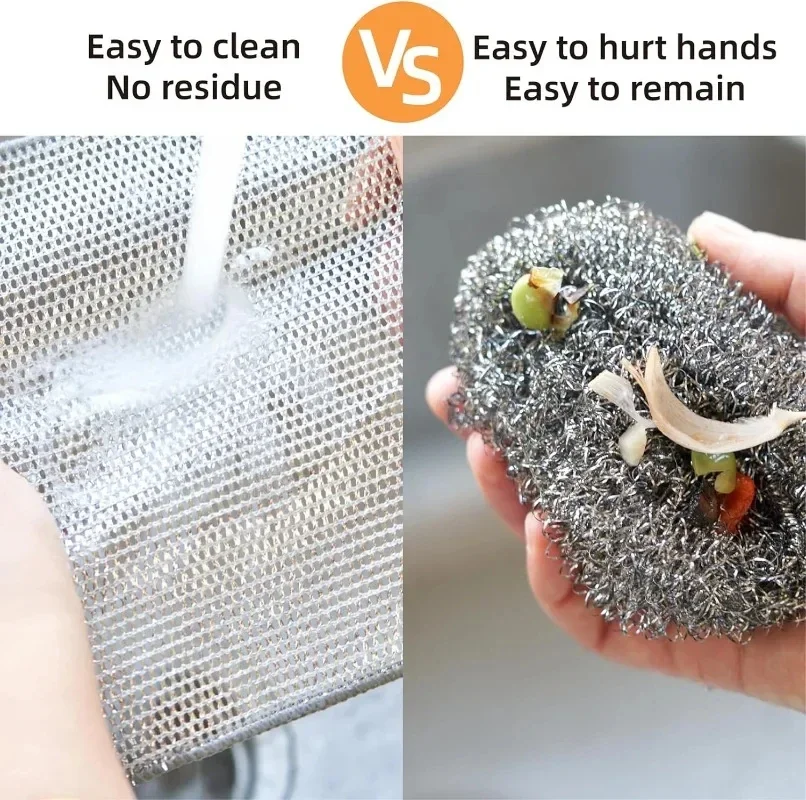 20/5pcs Thickened Steel Wire Cleaning Cloth Non-Scratch Double-layer Iron Microfiber Mesh Dishrag Washing Pot Rags Kitchen Towel - Image 5