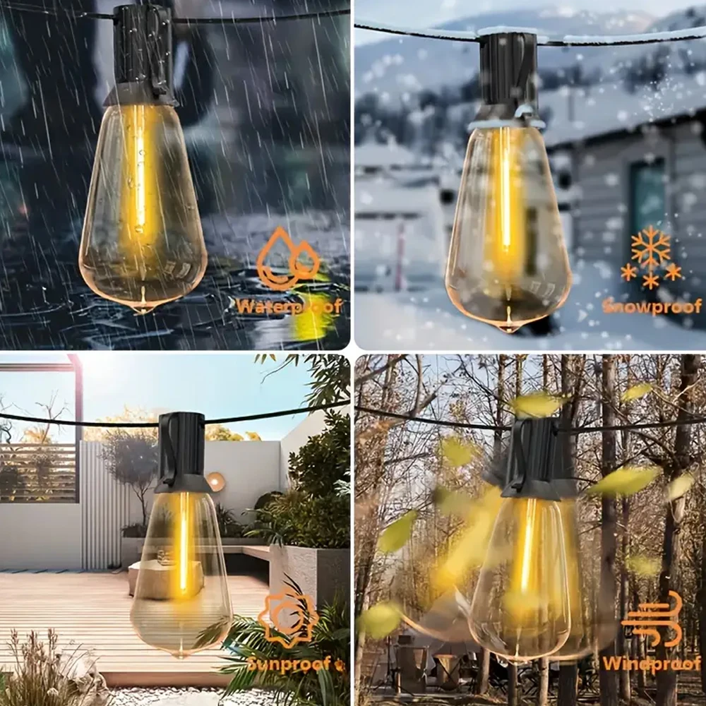 20M 30M ST38 Garland Light String Shatterproof LED Bulbs Outdoor IP44 Patio Garden Wedding Party Halloween Christmas Decor Lamp - Image 3