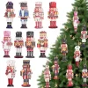 20PCS Christmas Wooden Nutcracker Soldier Pendants Xmas Tree Hanging Ornaments Navidad Natal New Year Party Decorations Supplies