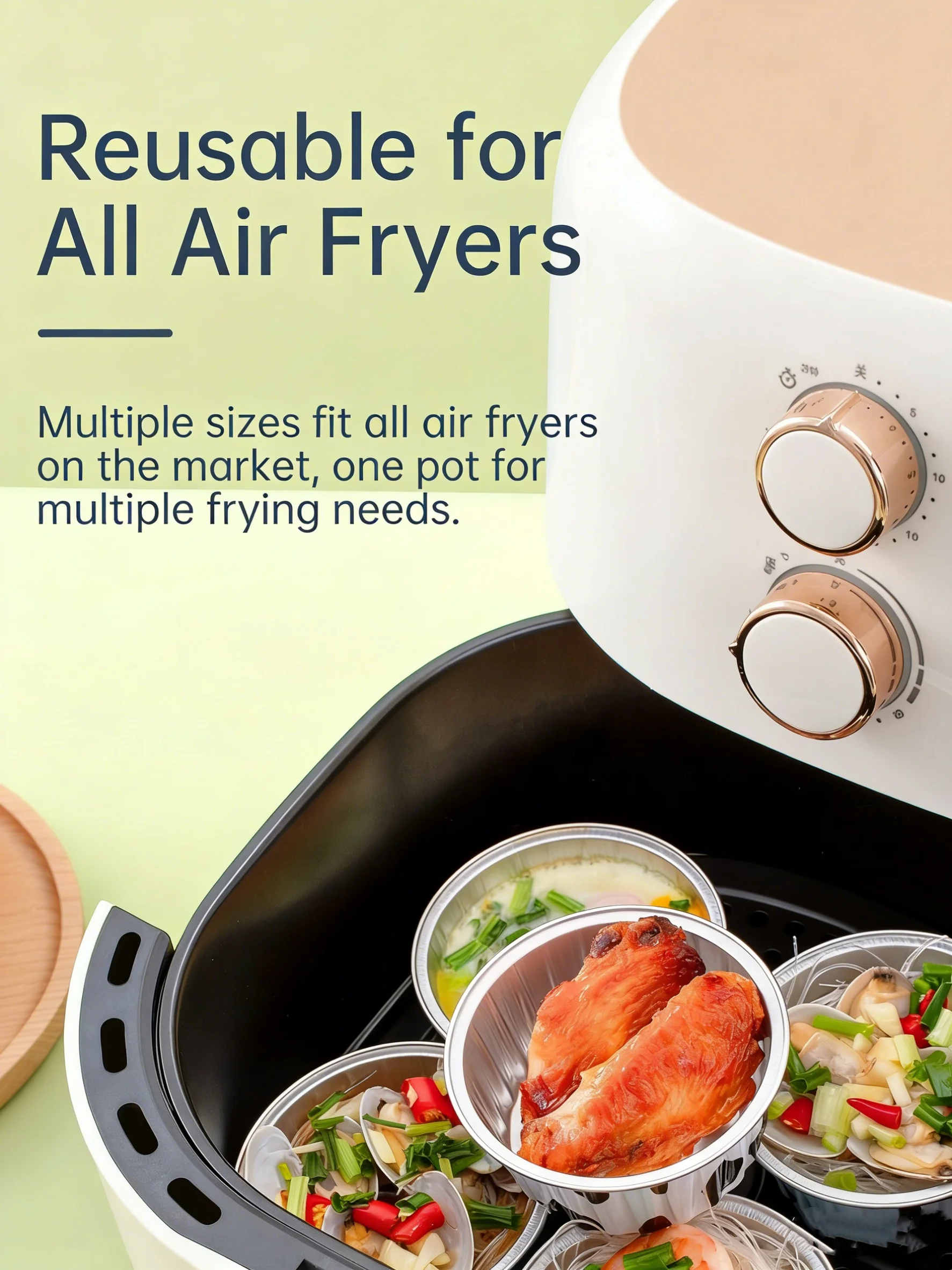 20PCS Reusable Aluminum Foil Tin Cup Pudding Cake Mold Air Fryer Tinfoil Box Small Baking Tray Tinfoil Cups Baking Pastry Tools - Image 3