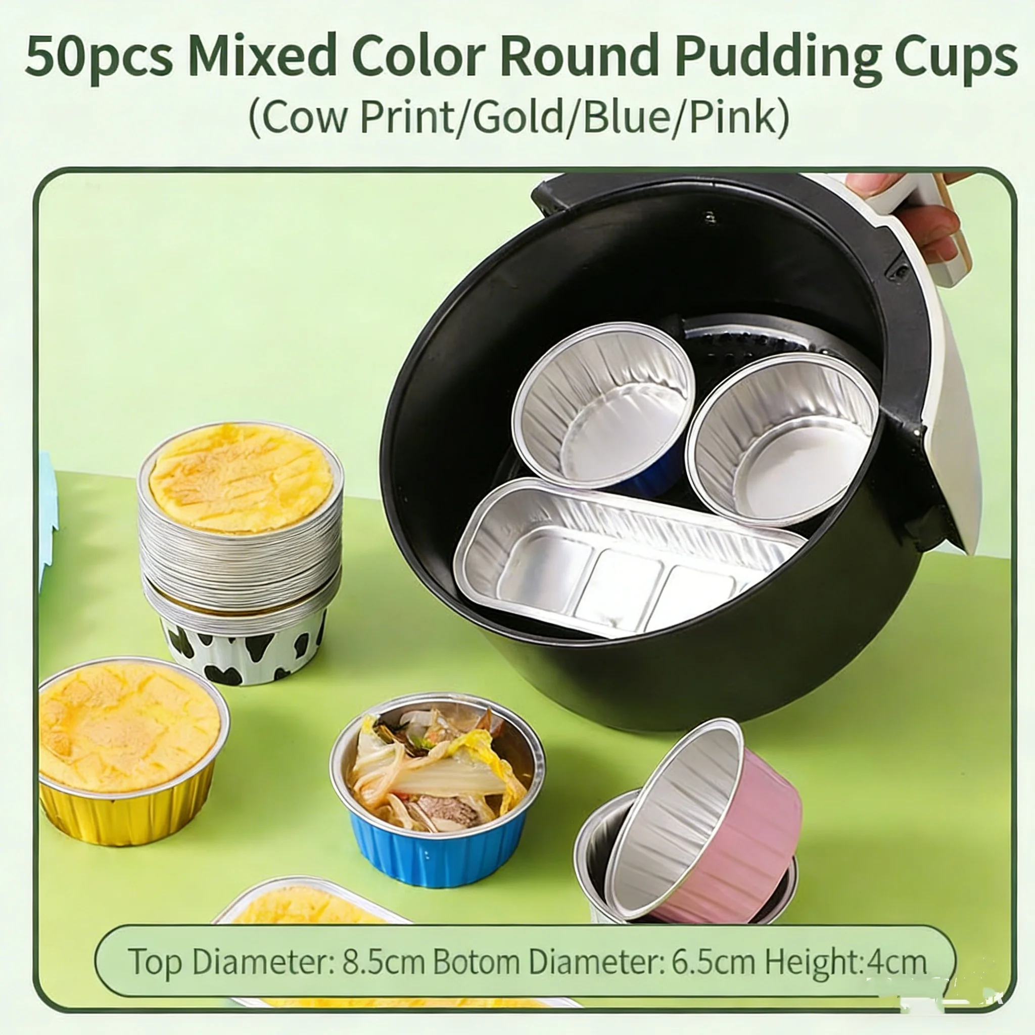 20PCS Reusable Aluminum Foil Tin Cup Pudding Cake Mold Air Fryer Tinfoil Box Small Baking Tray Tinfoil Cups Baking Pastry Tools - Image 4