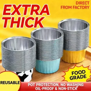 20PCS Reusable Aluminum Foil Tin Cup Pudding Cake Mold Air Fryer Tinfoil Box Small Baking Tray Tinfoil Cups Baking Pastry Tools