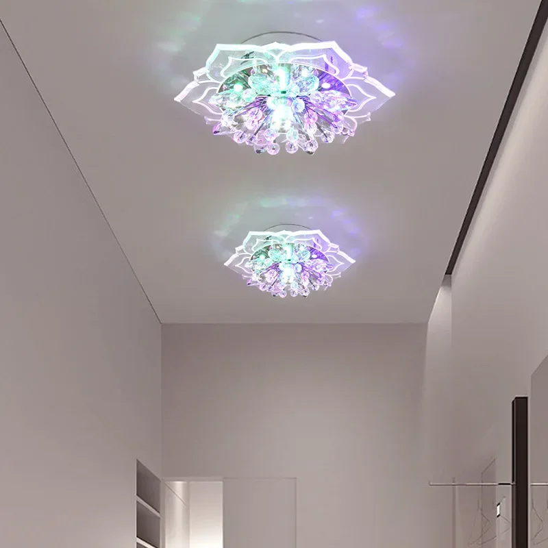 20cm LED Crystal Ceiling Light Modern Flower Shape Ceiling Lamp Hallway Living Room Lamp Bedroom Kitchen Corridors Aisle Light - Image 2