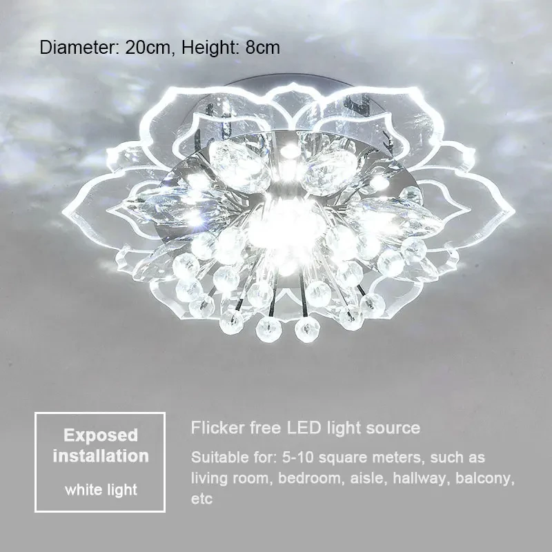 20cm LED Crystal Ceiling Light Modern Flower Shape Ceiling Lamp Hallway Living Room Lamp Bedroom Kitchen Corridors Aisle Light - Image 6