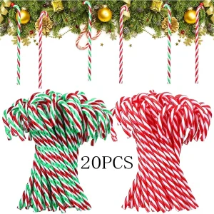 20pcs Christmas Candy Canes Acrylic Xmas Tree Hanging Crutch Pendant New Year Party Home Decoration Ornaments Gifts